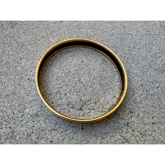 Hermes Gold Printed Enamel Bangle Bracelet 70mm GM Equestrian - Picture 9 of 13